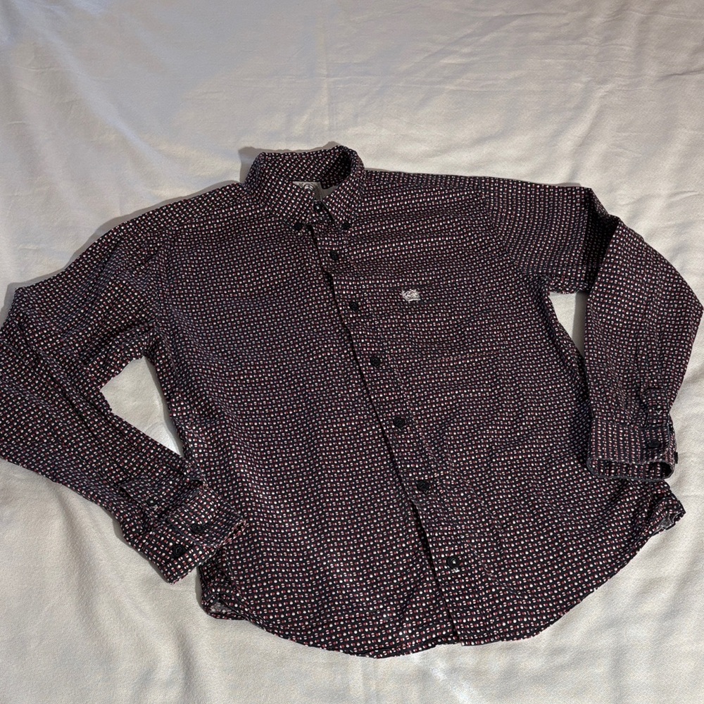 Cinch Black and Red Patterned Kids Western Button Down Shirt